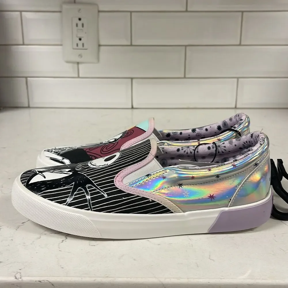 Disney Nightmare Before Christmas Low Top Slip-on Sneakers, Women’s Sizes 6 1/2”